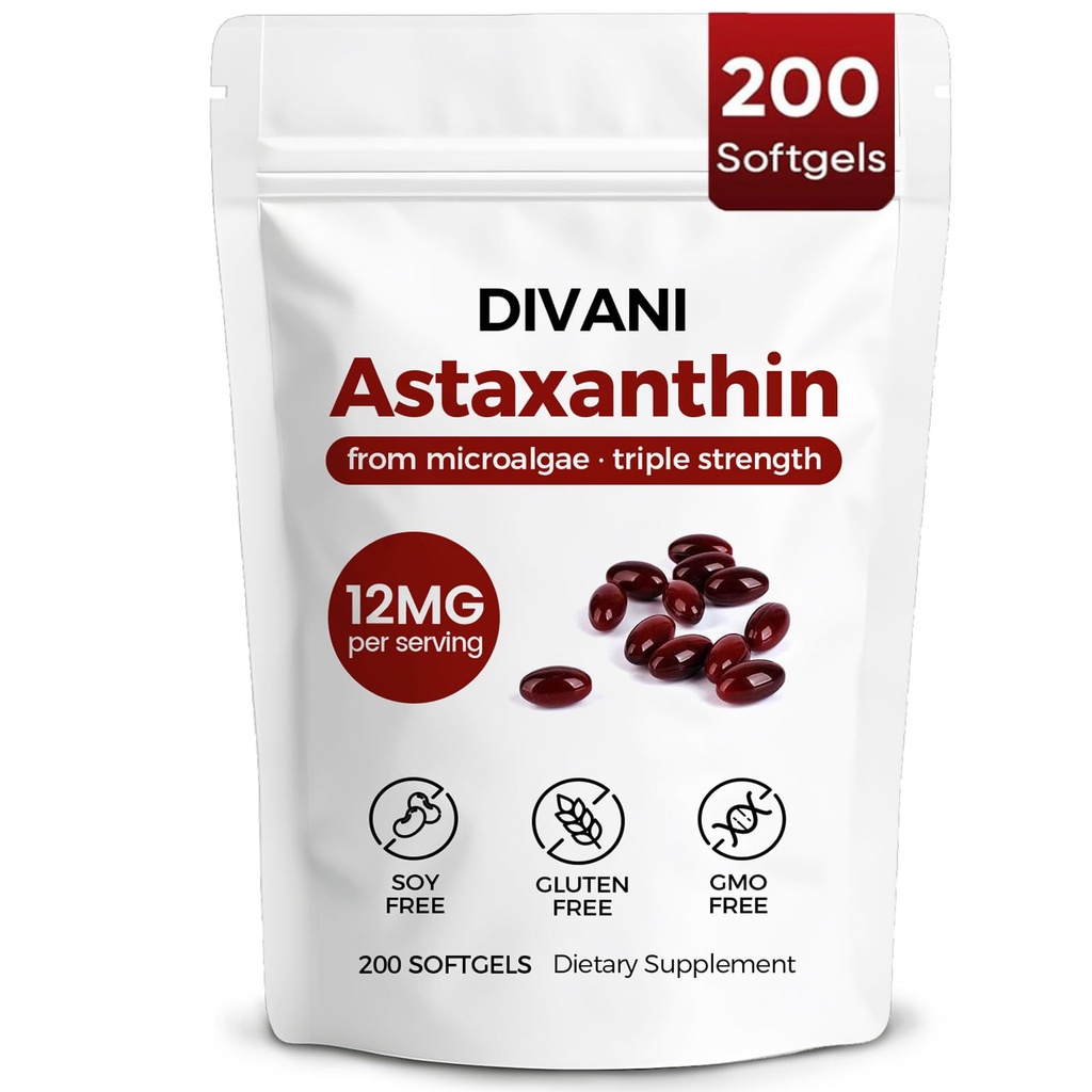 Divani Astaxanthin, Natural Astaxanthin, Non- GMO, Gluten- Free, Soy Free, Daily Eye, Skin Support (1)