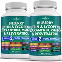 NEW AGE Eye Health Vitaminer med Bilberry 300mg Lutein & Zeaxanthin 40mg Lycopene 40mg Resveratrol 100mg Grape Seed Extract 200mg Astaxanthin - Eye Vitamin -120 Count