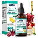 Liposomal Astaxanthin 24mg Flydende dråber, 11 - in-1 Antioxidant med MCT olie, Lycopen & Organic Coconut Oil, Friske mikroalger Kilde, Understøtter Eye Skin fælles sundhed for kvinder & mænd, Lemon flavors