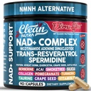 NAD Resveratrol Supplement Spermidine Fisteine Quercetin Grape Seed Gotu Kola Berberine Astaxanthin Taurine Pomegranat Acai Anti Aging Longevity Kapsler for kvinder Mænd EternaGlow af Clean Nutra 90ct