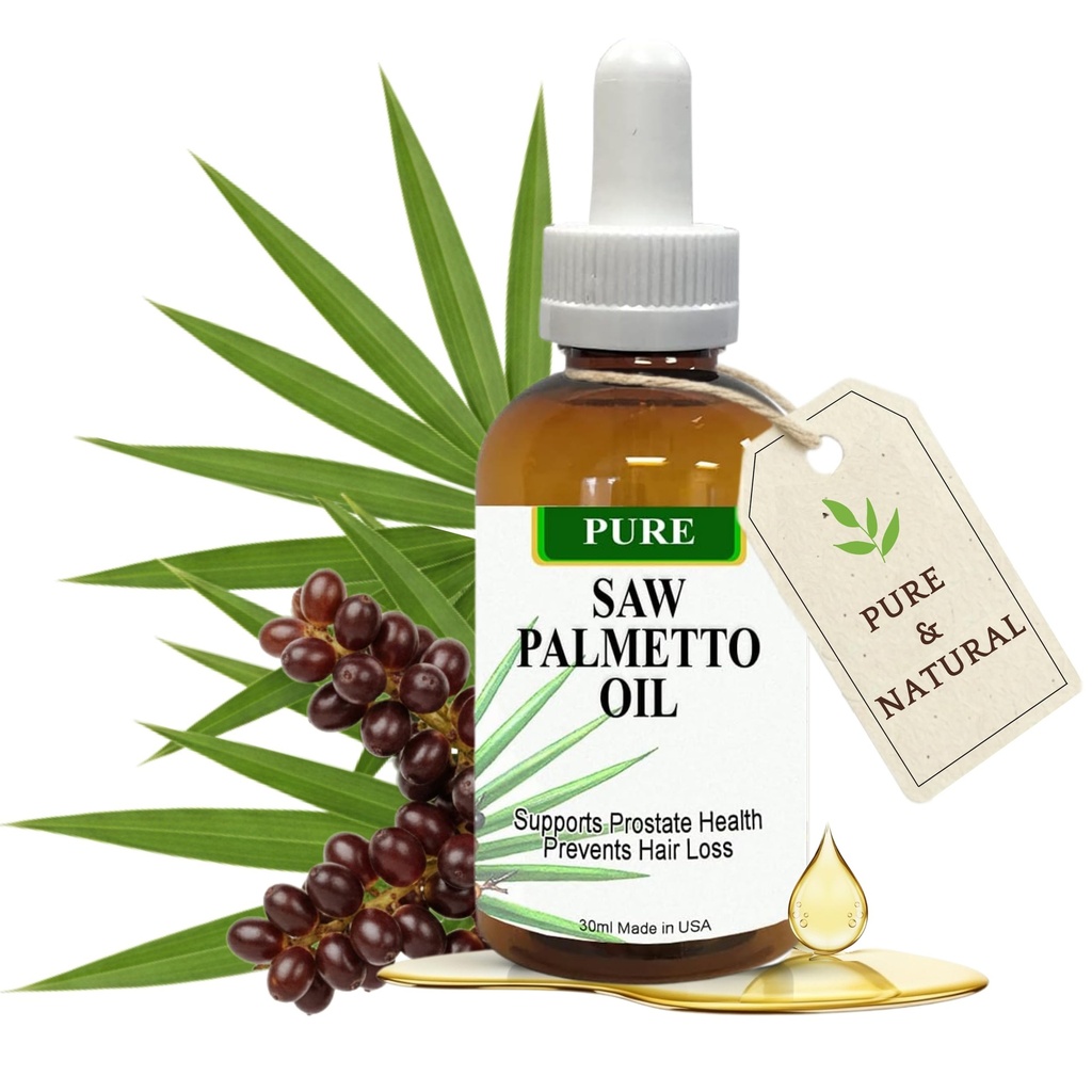 Pure Saw Palmetto Oil - 95- 98% koncentreret organisk ekstrakt - Flydende Saw Palmetto til mænd og kvinder - Alternativ til kapsler & pulver - 1 Fl Oz