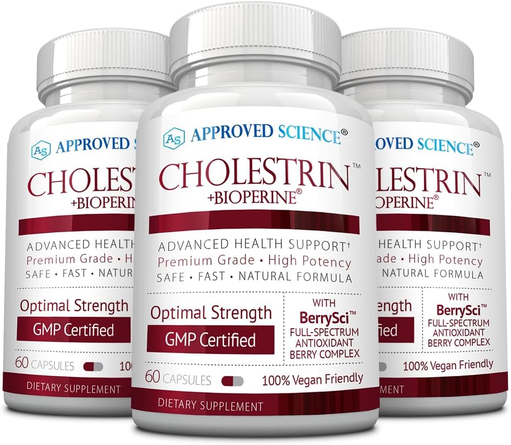 Godkendte Science Cholestrin - Lipid Level Support - Antioxidanter, Lecithin, Berberine HCL, Berries, BioPerine - 60 Kapsler - Pakning med 3 stk.
