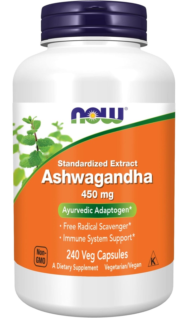 Now Foods Ashwagandha Extract 450 mg Vegan, Kosher, Non- GMO - 240 Veg Kapsler,