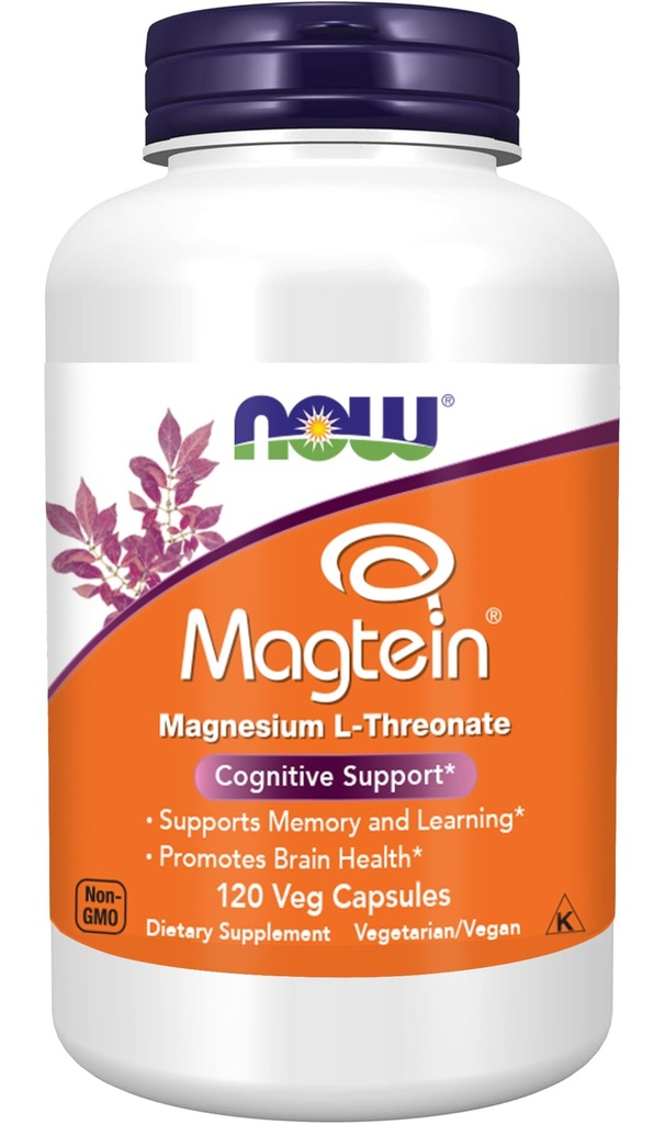 Now Foods Supplements Magtein, Magnesium L- Threonate, Kognitiv Support *, 120 Veg Kapsler