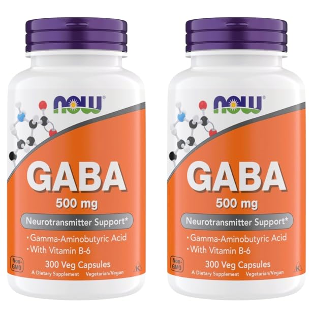 Nu Kosttilskud GABA 500 mg kapsler, Premium GABA supplement til stress Relief, Vegetarisk, Vegansk, og Kosher venligt, Ideel til balanceret hjerne funktion *, 300 kapsler (pakke med 2)