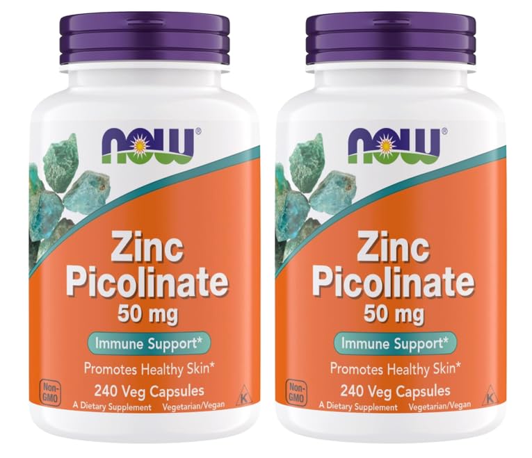 Nu Kosttilskud, Zink Picolinate 50 mg, Understøtter enzymer funktioner, immunforsvar, non-GMO, Kosher, Egnet til Vegans - 240 Vegetariske kapsler (pakke med 2)