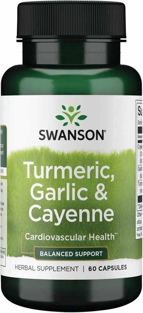 Swanson Full Spectrum Turmerisk hvidløg & Cayenne 60 Kapsler