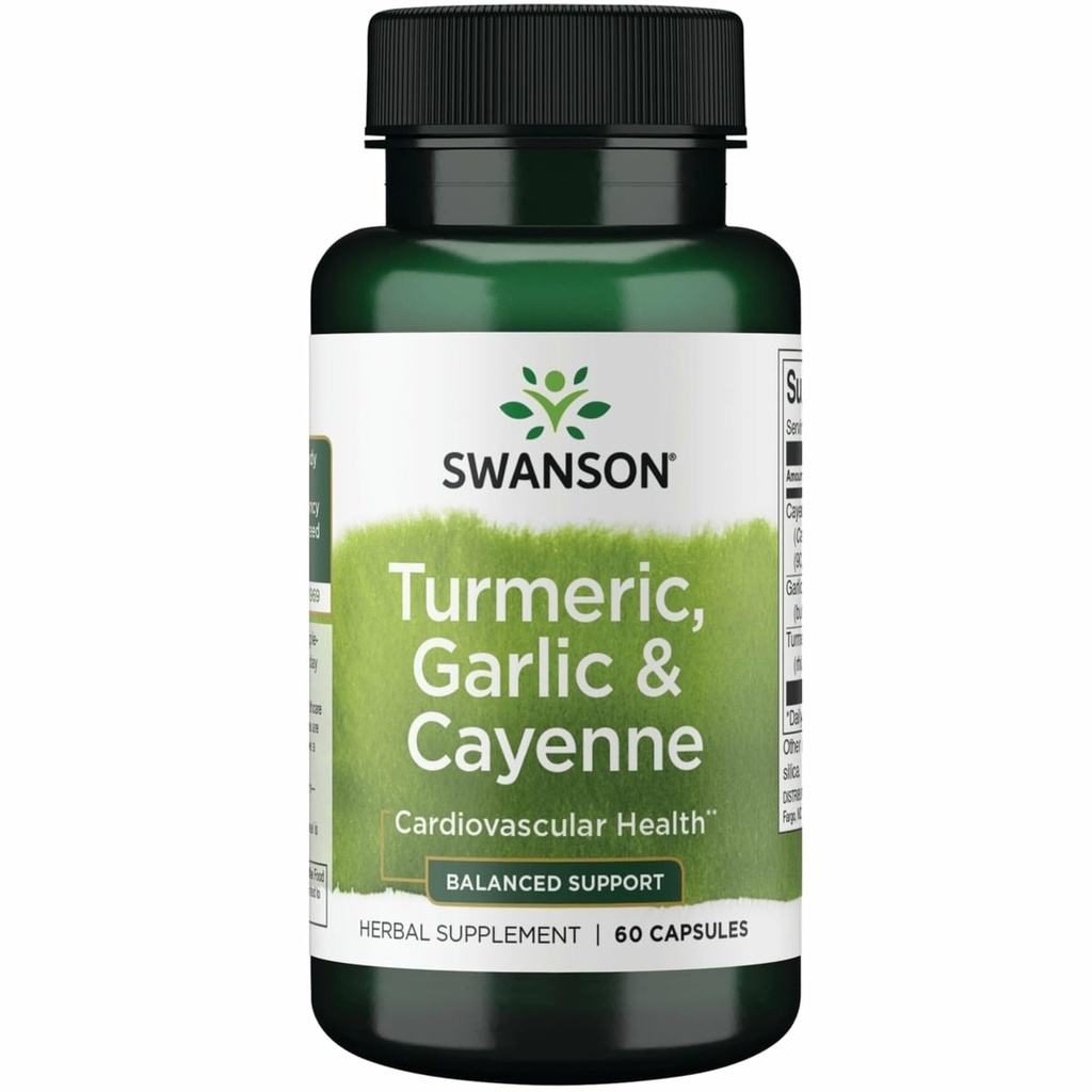 Swanson Full Spectrum Turmerisk hvidløg & Cayenne 60 Kapsler