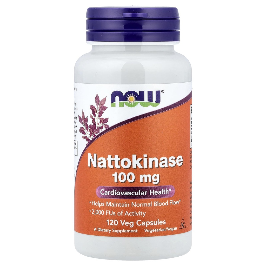 NOW Foods Nattokinase 100 mg 120 VegiCaps (Pack of 2)