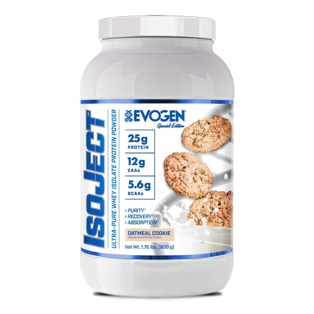 Evogen Isoject - Whey Protein Isolate Medic124; Ultra- Pure Whey Protein Powder med Identitor Enzymes, BCAA, og EAAs Medical 124; Forbedret Absorption & Recovery Medicine Cookie 124; 25 Servering