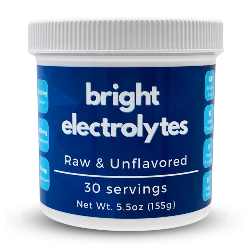 Bright Hydration Electrolyte Powder - Raw & Natural - Ingen tilsat smagsstoffer, Zero Sugar - Sea Salt, Himalayan Pink Salt, Magnesium & Kalium - Medium 5,5 oz Jar