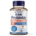 Grossome Wellness Organic Raw Probiotika 100 milliarder CFU, Dr. Formuleret for kvinder og mænd, Komplet Voksen supplement med Prebiotika og fordøjelsesenzymer; 30 kapsler, Hylde Stabil