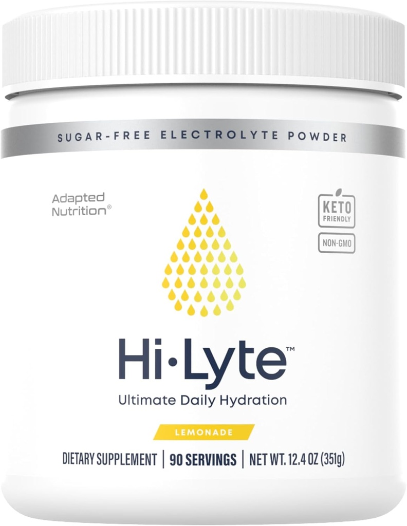Hi- Lyte Lemonade Electrolyte Powder, Daily Hydration Supplement Drink Mix, 90 Servings Dex124; Sukkerfri, 0 kalorier, 0 Carbs Dex124; Ingen Maltodextrin. Gluten- Free Memory 124; Understøtter Keto Memory 124; Light Forfriskende Flavor