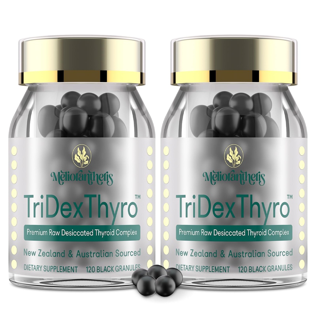 Thyreoideatillæg - Tridex Thyro ™ Raw Desickeret Thyroidea Complex 375 mg med bovin, porcin & ovine - 120 kapsler til kvinder og mænd