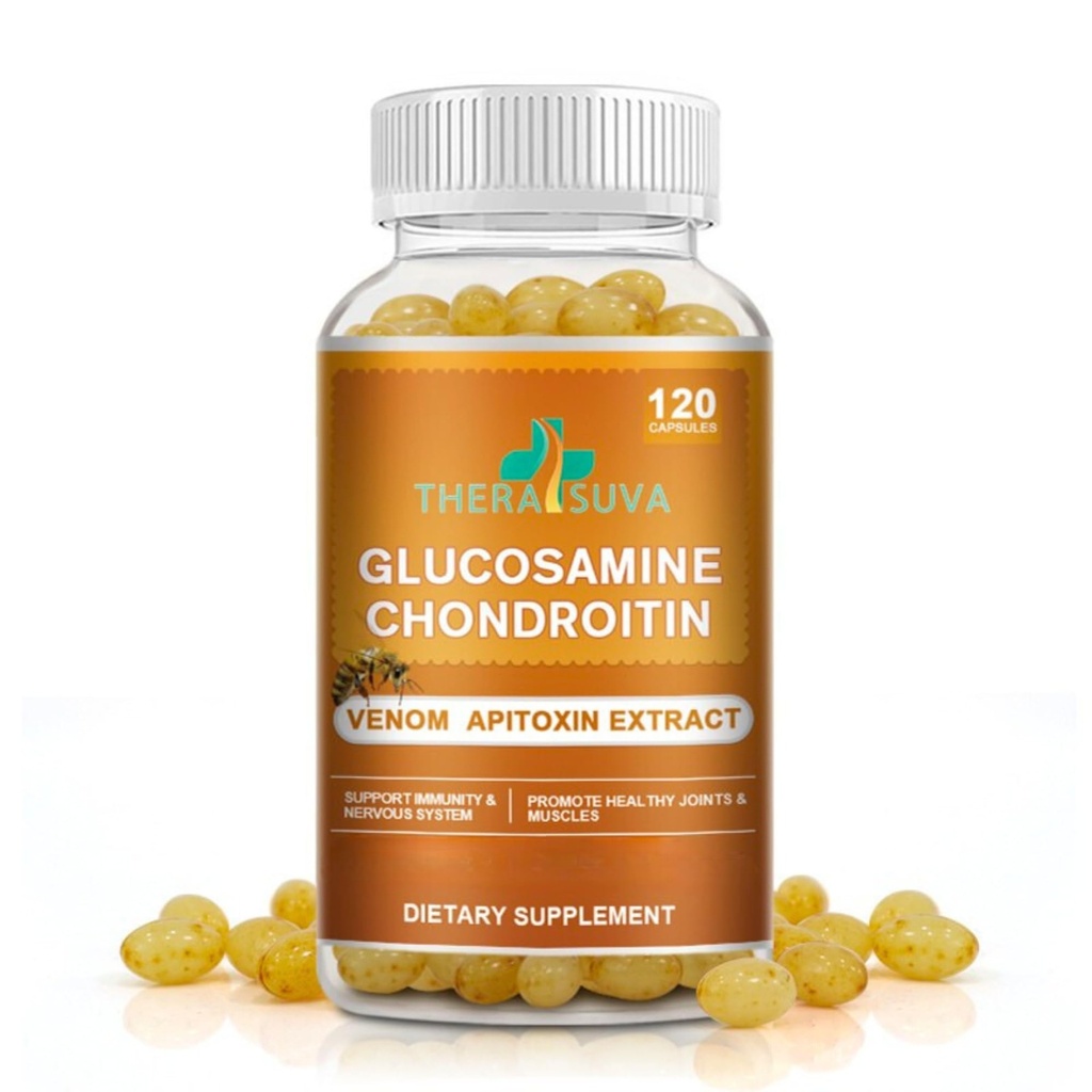 Glucosamin Chondroitin Complex med rå honning & Bee Venom - Natural Joint Support, Mobility & Fleksibility Supplement, 2 Måned Supply, 120 Softgels