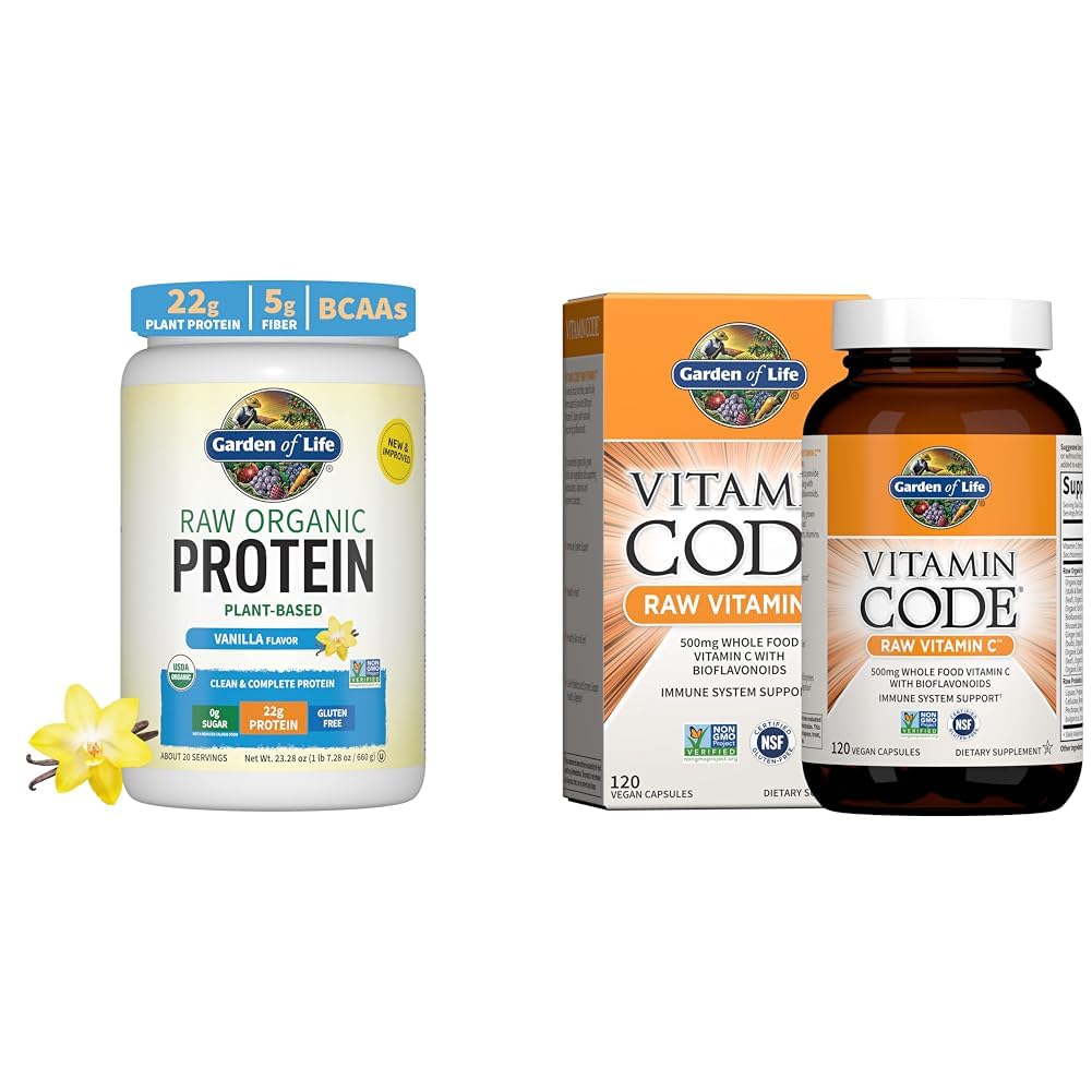 Have of Life Organic Vegan Vanilla Protein Powder 22g - Vitamin Code C 120 Kapsler Bundle