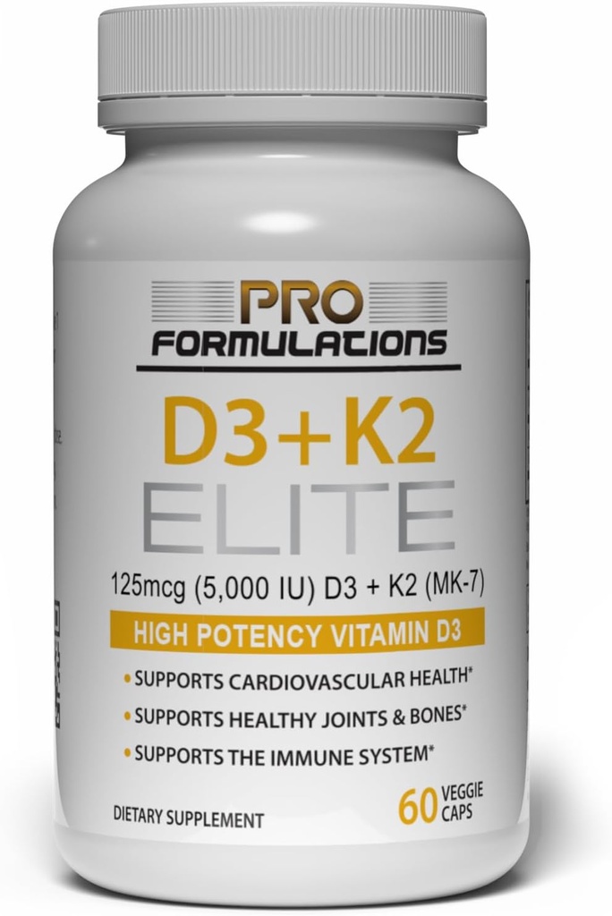 Pro Formuleringer MD D3 + K2 Elite - Vitamin D3 + Vitamin K2 - 60 Day Supply - Højpotens, Biotilgængelig MK- 7