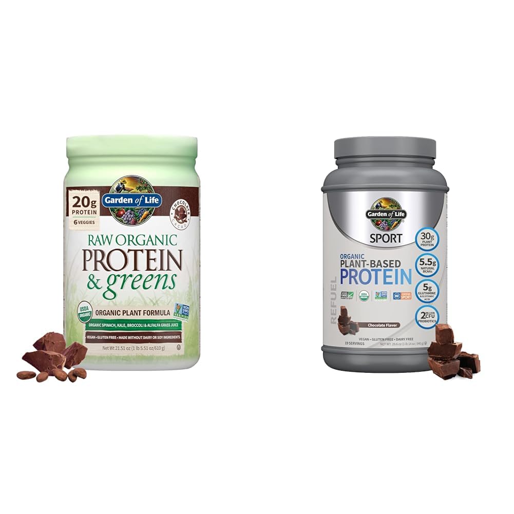 Have of Life, Powder Protein Green Chocolate Organic, 22 Ounce & Organic Vegan Sport Protein Powder, Chokolade - Probiotika, BCAA, 30g