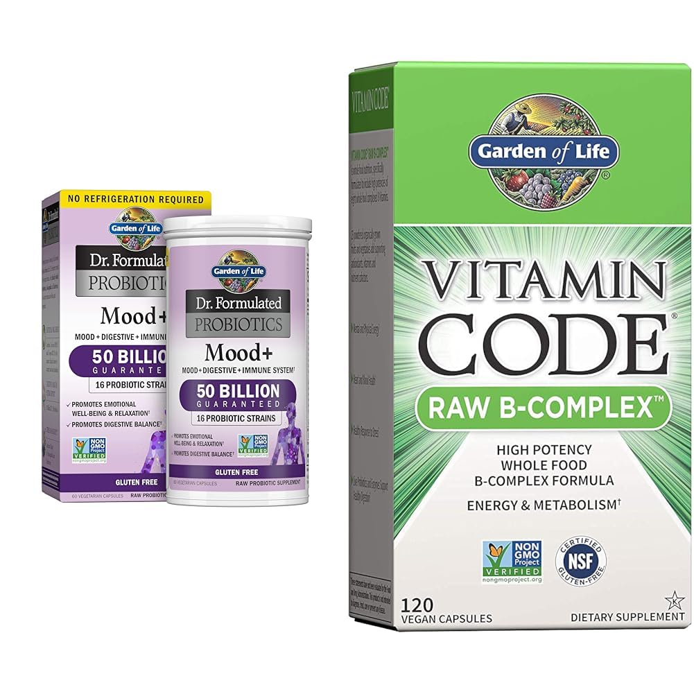 Livets have Dr. Formuleret Probiotika Mood + Acidophilus Probiotisk supplement & vitamin B kompleks - Vitamin Code Raw B kompleks - 120 Vegan kapsler