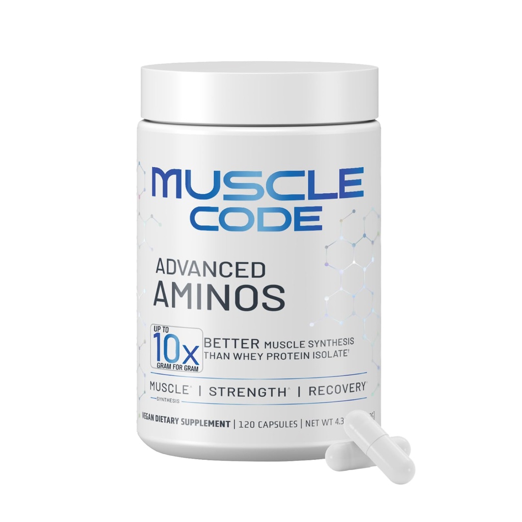 NAUTILUS Muskelkode Væsentlige Aminosyrekapsler - Muskelsyntese & Repair & Strength - Unflavored - 30 Servere - Klinisk Studerede - 0g Sukker, Keto, Vegan, Gluten Free, Dairy Free
