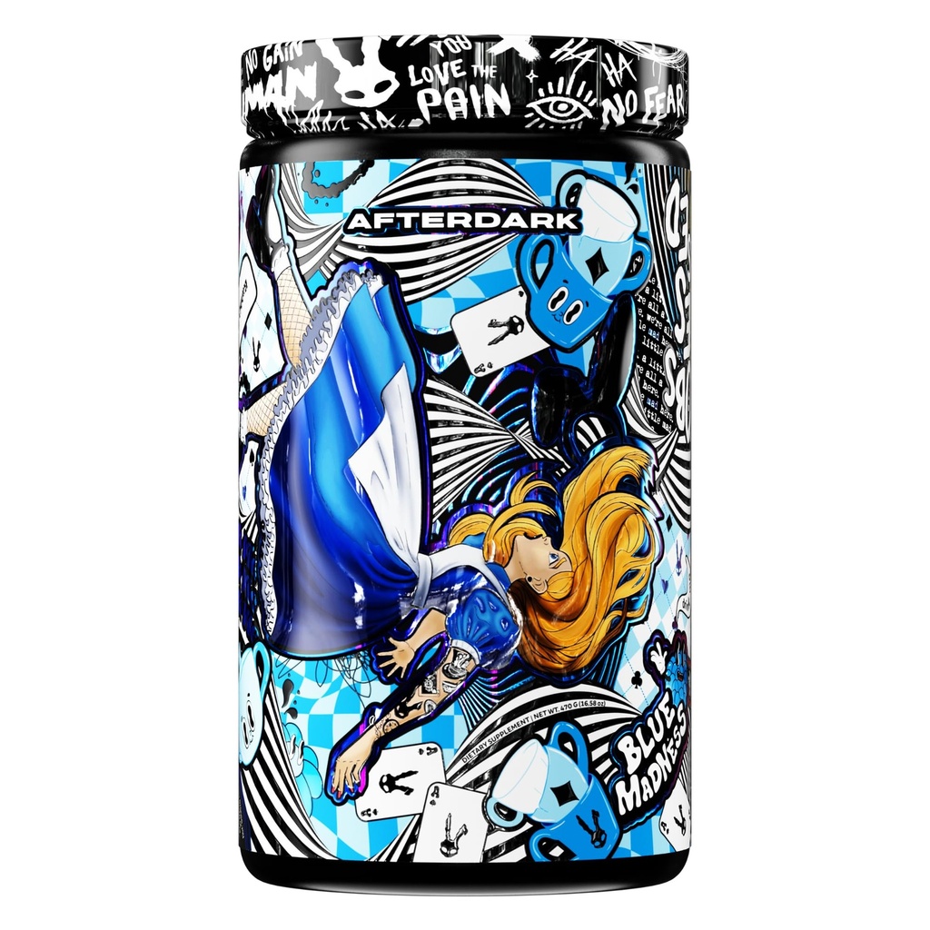 AFTERDARK INHUMAN Void Pre- Workout Powder, Forbedret Mind- Muscle Connection, Vedvarende energi, Potent Nootrope Blend, Vegan, Gluten- Free, Soy- Free, 400mg Koffein, Ingen Crash, Blå Madness