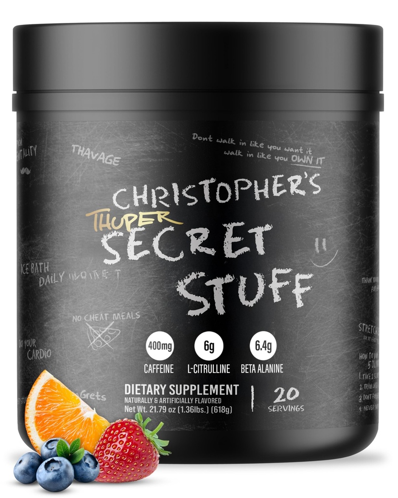 RAW Thuper Thavage Pre Workout Powder - High- Stim Pre- Workout med Creatin, Beta Alanine, L- Citrullin & Koffein - Chris Bumstead Gym & Fitness supplement til mænd og kvinder - Hemmelige ting