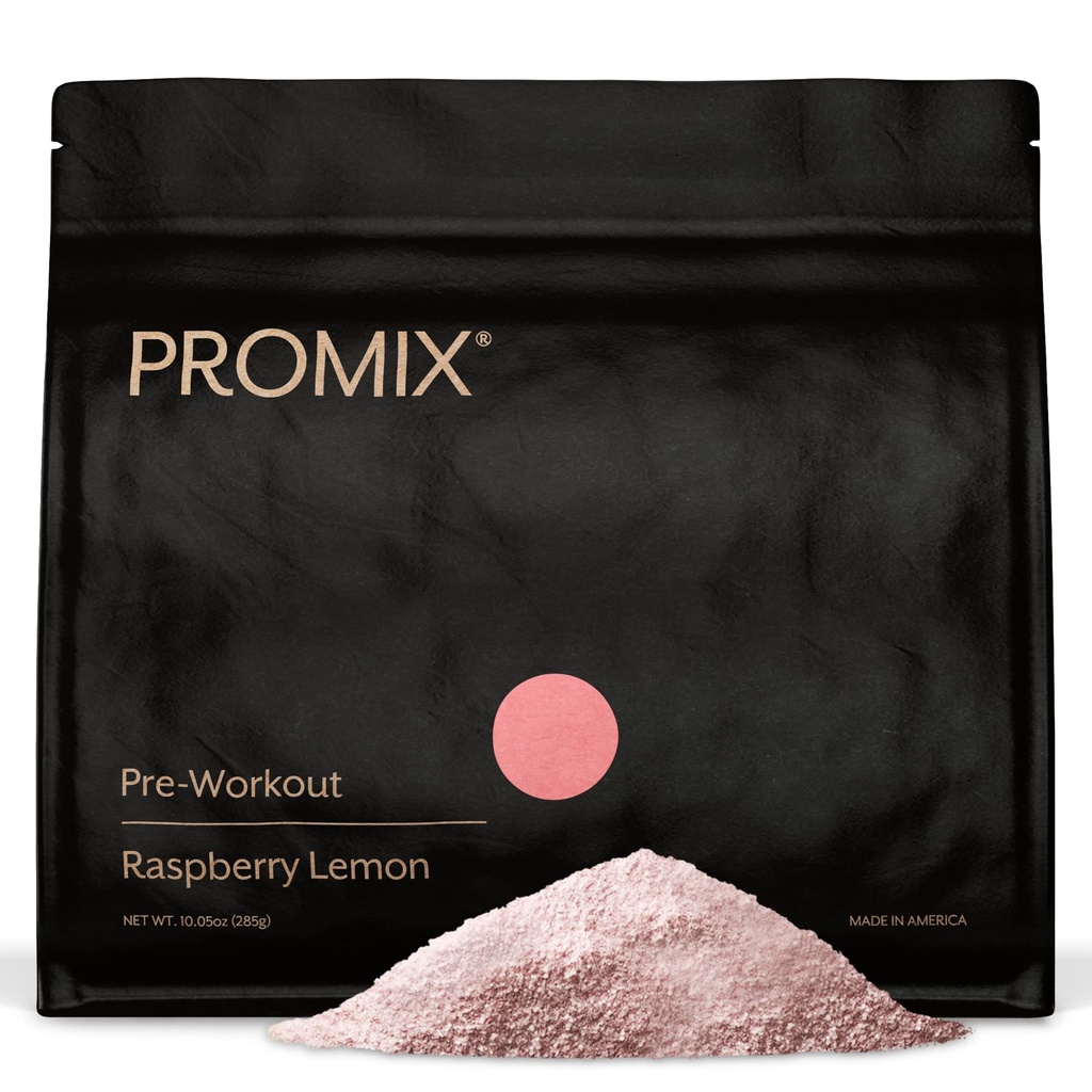 ProMix Nutrition Pre- Workout Powder, Raspberry Lemon - Maksimize Focus - Hjælper Muscle Gain, Endurance & Enhanced Energy - Vitamin B12, Koffein, Beta- Alanine & L- Tyrsosine - 30 Servere (Pack of 1)