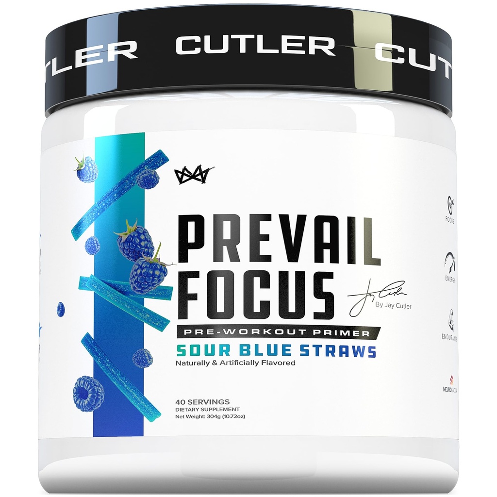 Prevail Pre Workout Powder med Nootropics: Bedste Pre Workout for mænd og kvinder, Cutting Edge Energy og Focus Supplement med L Citrullin, Alpha GPC, L Tyrosine Shadow 124; Sour Blue Razz, 40 Scoops