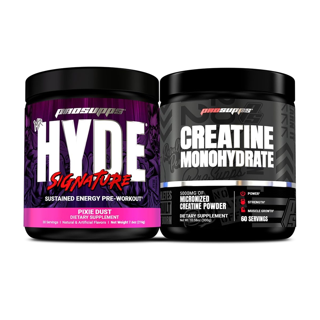 PROSUPPS Hydesignatur Vedvarende før træning, Pixie Støv og Creatin 300 Bundle