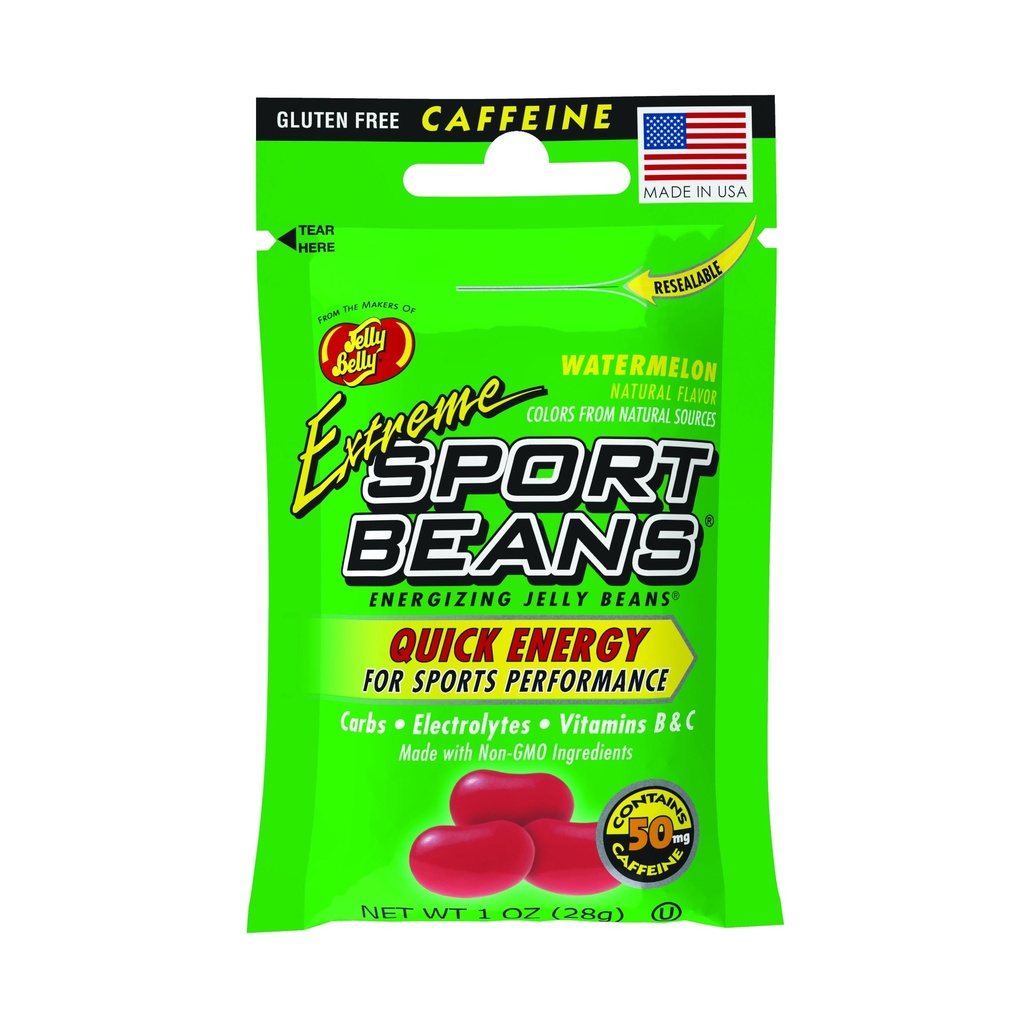Jelly Belly Extreme Sport Bønner, Caffeined Jelly Bønner, Watermelon Flavor, 24 Pack, 1oz Hver