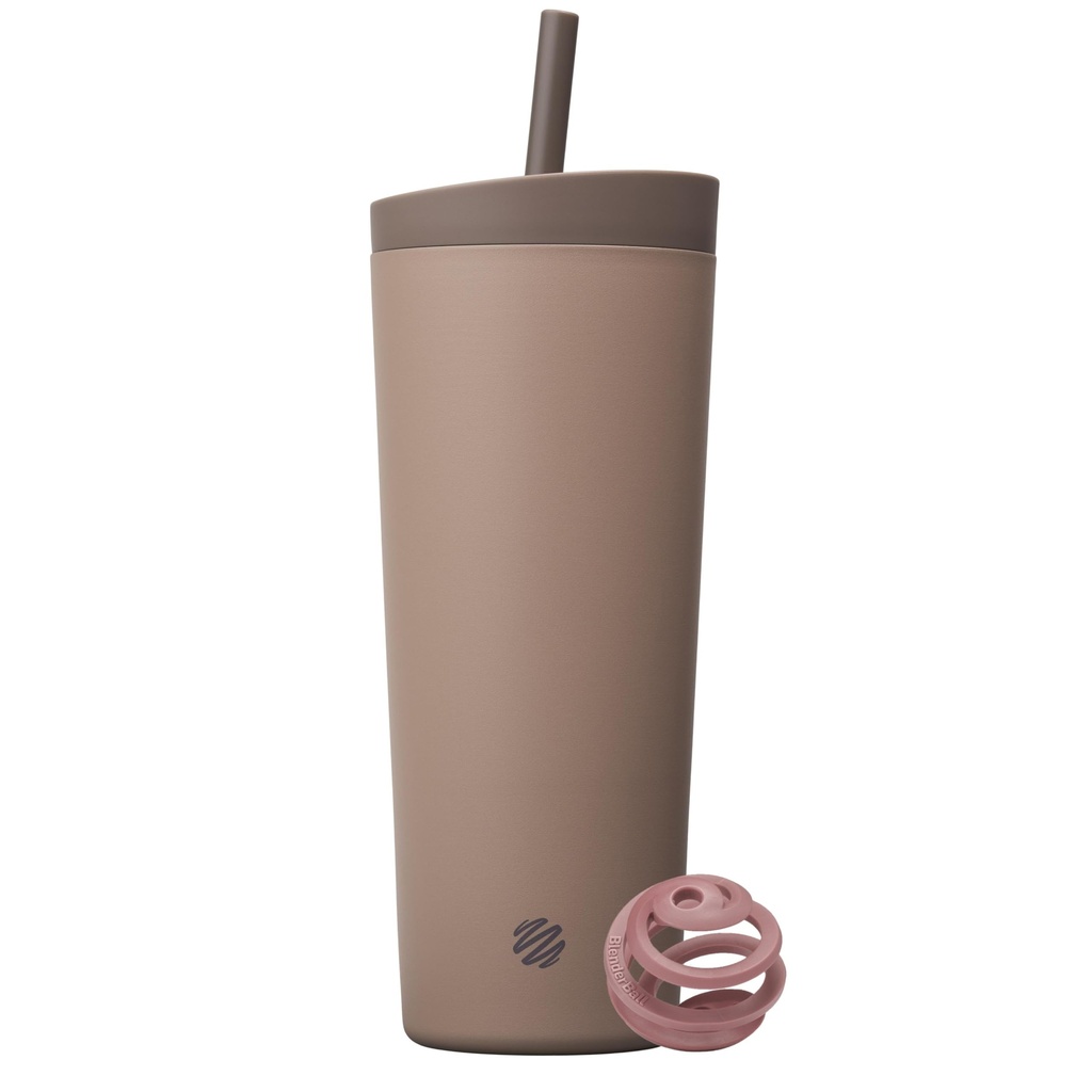 BlenderBottle 2- in-1 Isoleret rustfrit stål rytter Tumbler, Swig Blakproof Lid, Straw, BlenderBall, BPA Gratis, For Protein Shakes, Smoothies, Og Pre Workout, 24 oz, Brown (Kakao)