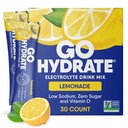 GoHydrate Lavnatrium Electrolytes Powder Packets Sugar Free - Instant Hydration Daily Drink Mix - Zero Sugar Water Flavor Packet Singles med D-vitamin - (Lemonade, 30 Pakker)