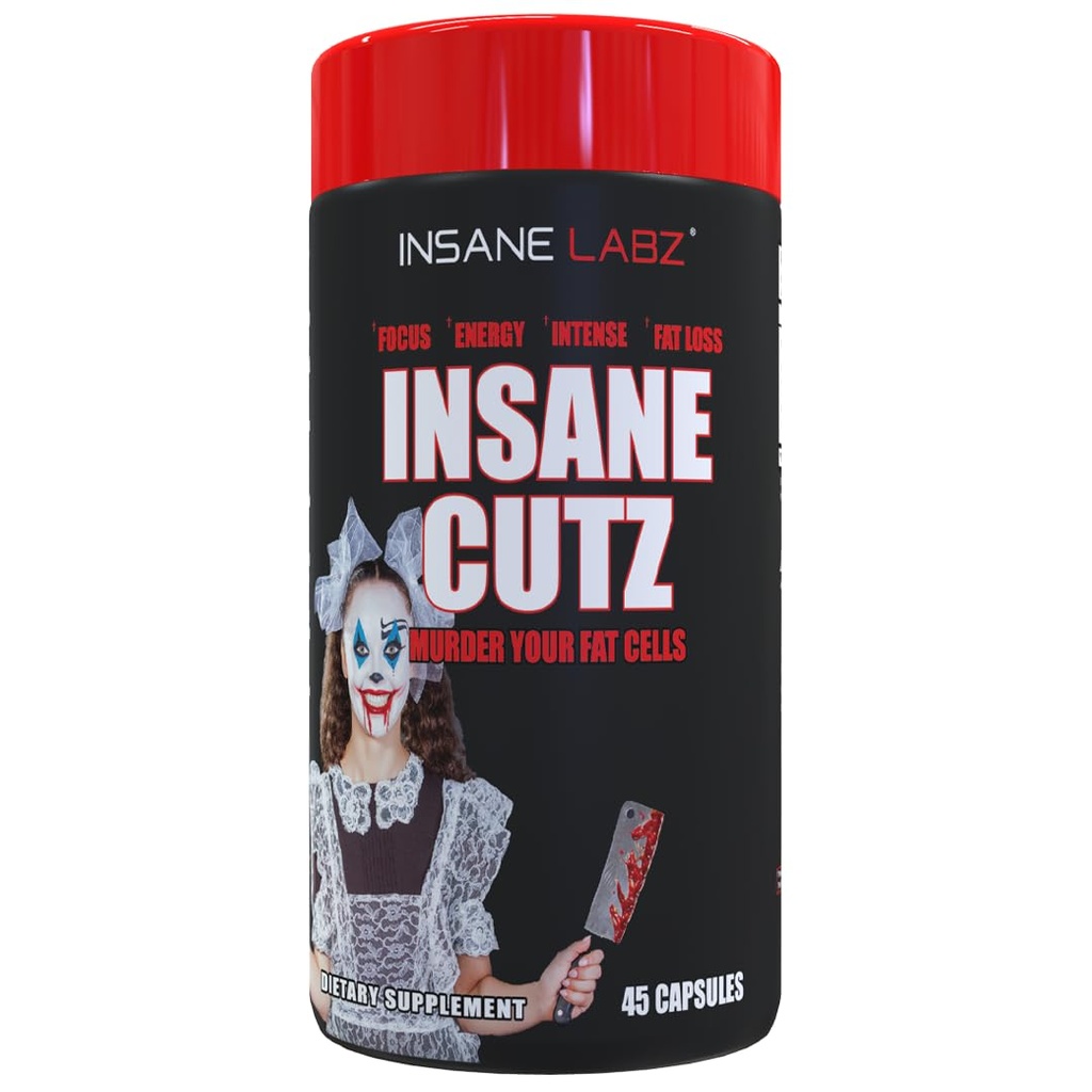 Insane Labz Insane Cutz Intense Fat Burner for mænd og kvinder, termogene vægttab supplement med Mælkebøtte Root Extract fueled by AMPiberry, Appetite Suppressant - 45 Daily Srvgs (45 kapsler)