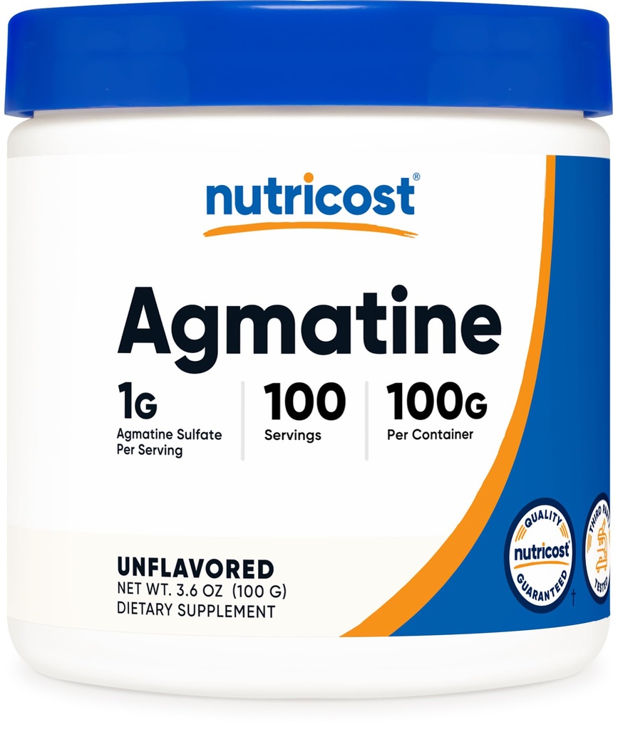 Nutricost Agmatine 100 Grams - Pure Agmatine Powder 100 Servere (Agmatine Sulfate)
