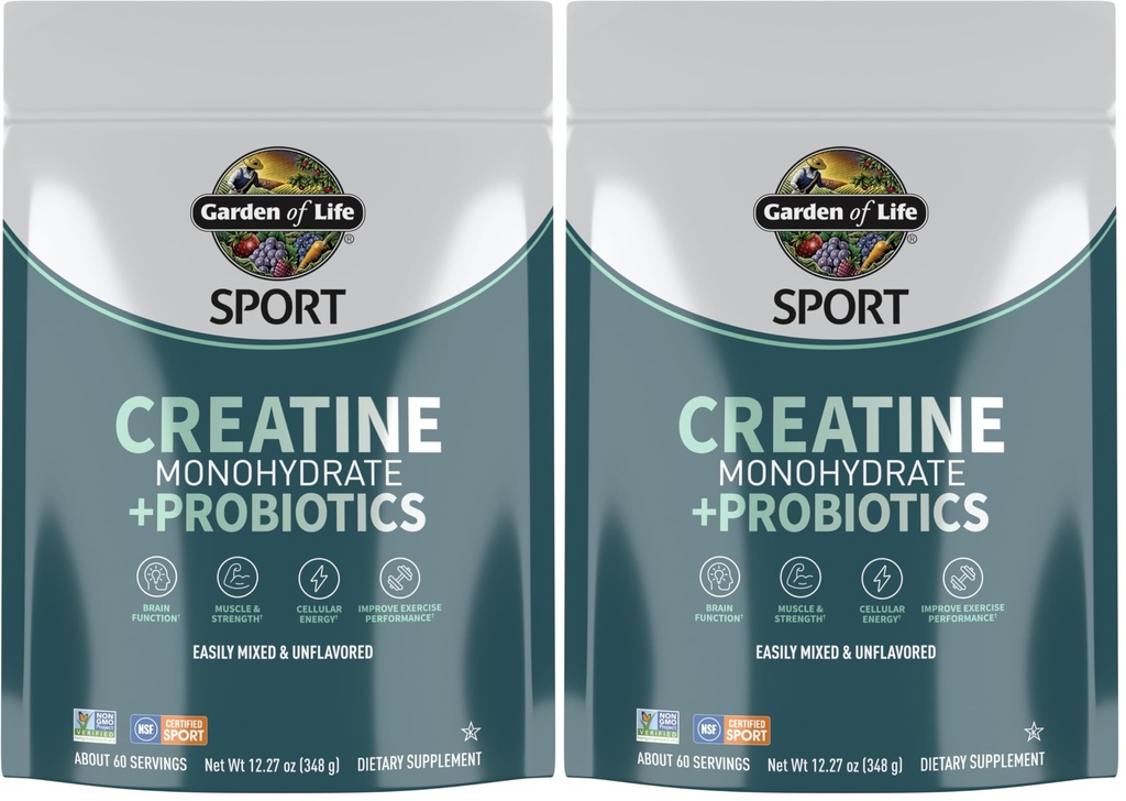 Have af liv Creatin monohydrat pulver til kvinder & mænd, Mikroniseret Pre Workout med Probiotika til muskel, Styrke, Sport Amino Energy, Om 60 Let at blande Unflavored Serveringer, (Pack of 2)