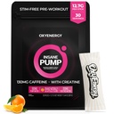 OxyEnergy Pre Workout Pulver -Orange, Ikke Stim 130mg Lav Koffein, On- The- Go Packets med Beta Alanine, Creatin monohydrat & Taurine for følsomme brugere, Kvinder, Aften træning - 30 Servere