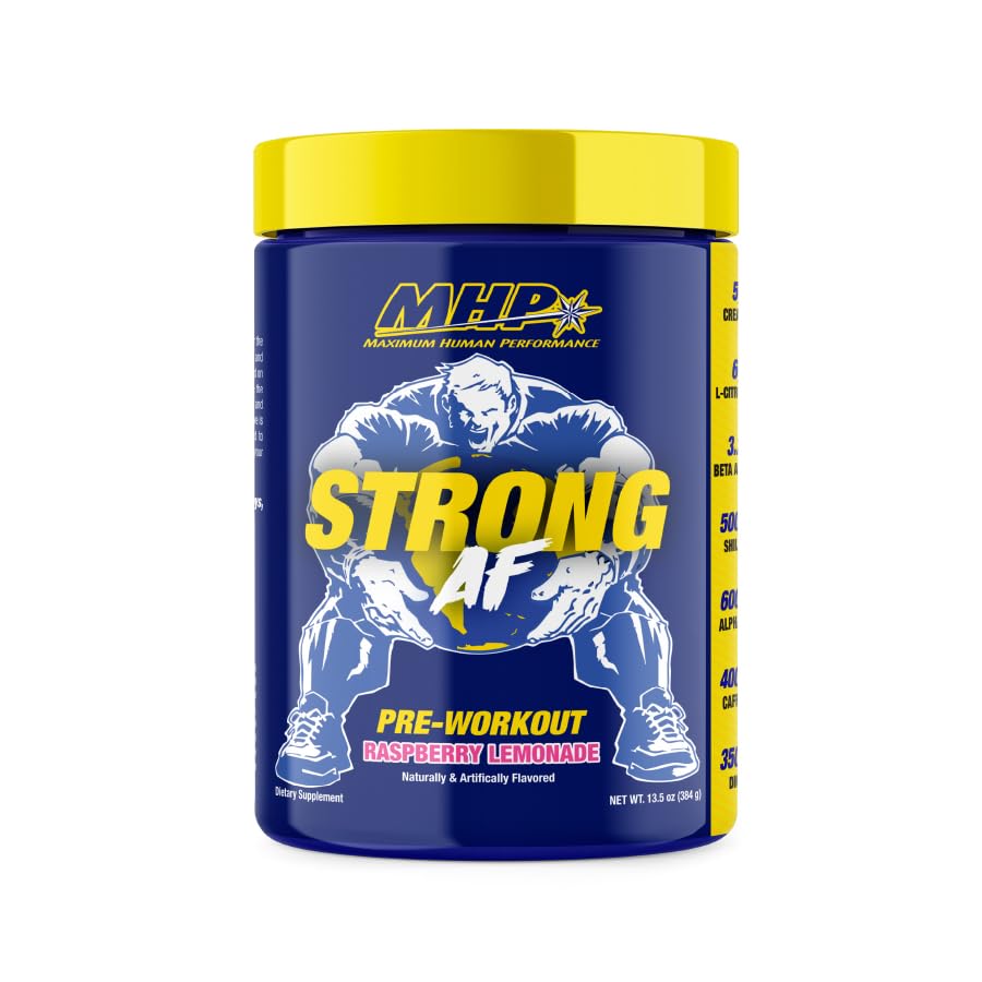 MHP Stærk AF, Pre- Workout, Muscle Building, Styrke, Performance, Creatin, Shilajit, Beta Alanine, Citrullin, Alpha- GPC, Raspberry Lemonade, 40 Serveringer