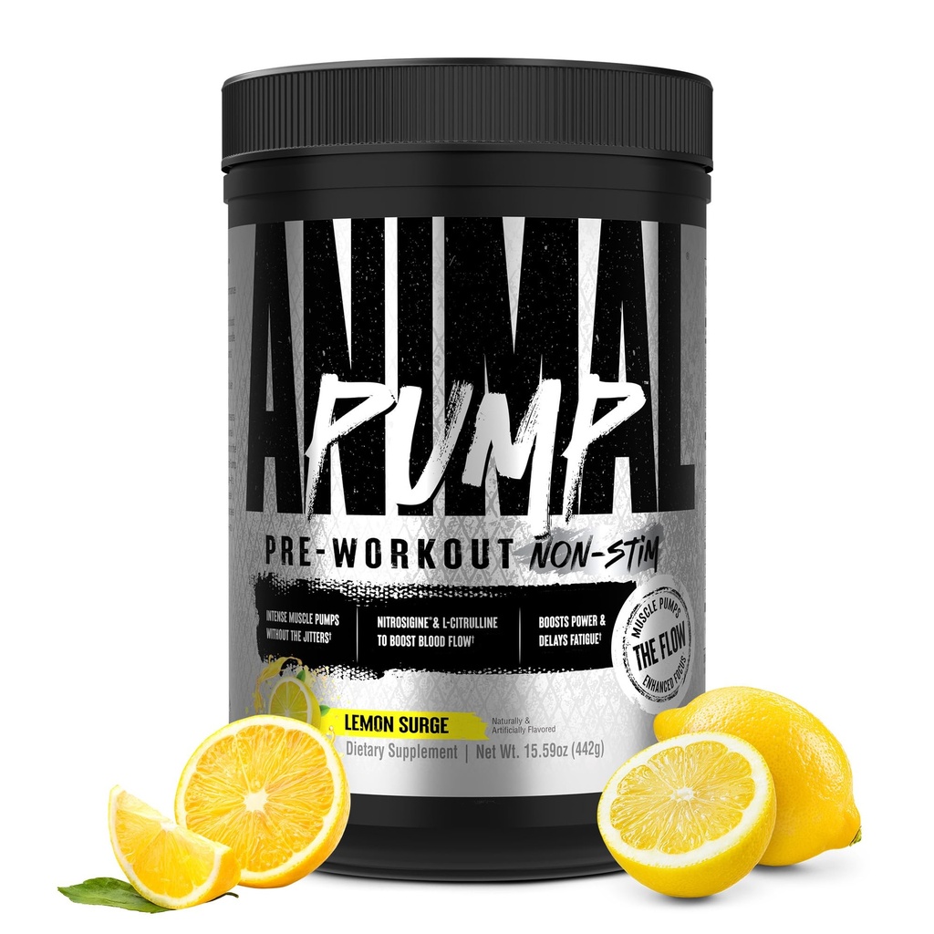 Animal Pump NS Stimulerende fri før træning pulver til mænd og kvinder - Coffein- gratis Preworkout for Energy, Focus and Muscle Builder, Beta Alanine, Citrullin, Nitrosigine og Nootropics, Lemon Surge, 442g