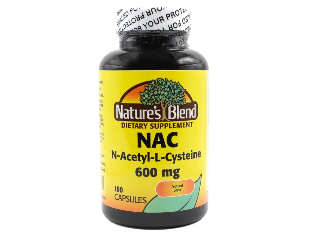 Naturens Blend NAC supplement N- Acetyl- L- Cysteine 600mg 100 kapsler - immunforsvar, antioxidant til cellulær sundhed