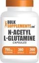 BulkSupplements.com N- Acetyl L- Glutaminkapsler - Glutamintilskud, Aminosyrer Supplement - Gluten Free, 1 Kapsel per servering (750mg), 360 Greve (pakke med 1)