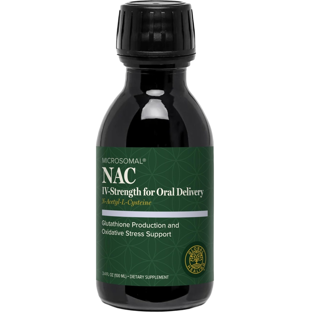 Global healing Pure Liquid Microsomal NAC Supplement N- Acetyl- Cystein 650mg for Glutathion Production, Leverstøtte & Detox, Antioxidant & Immunity, NAC 600mg Alternative, Liquid Drops (3.4 Oz)