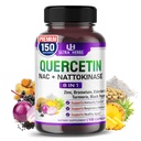 Quercetin Supplement med bromelain, C-vitamin og zink, Nattokinase, NAC, Elderberry, Elderberry, 124; 8 i 1 Ultra Antioxidant Complex for immunforsvar 124; 150 Kapsler