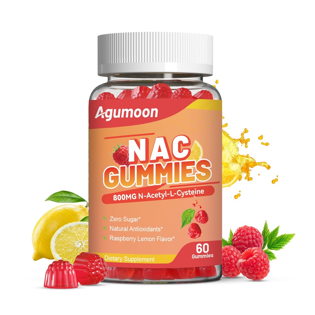 NAC Gummies 800mg for voksne & 400mg for børn, NAC Supplement N- Acetyl Cystein, sukkerfri - 60 Vegan Gummies, Antioxidant Supplement, immunforsvar