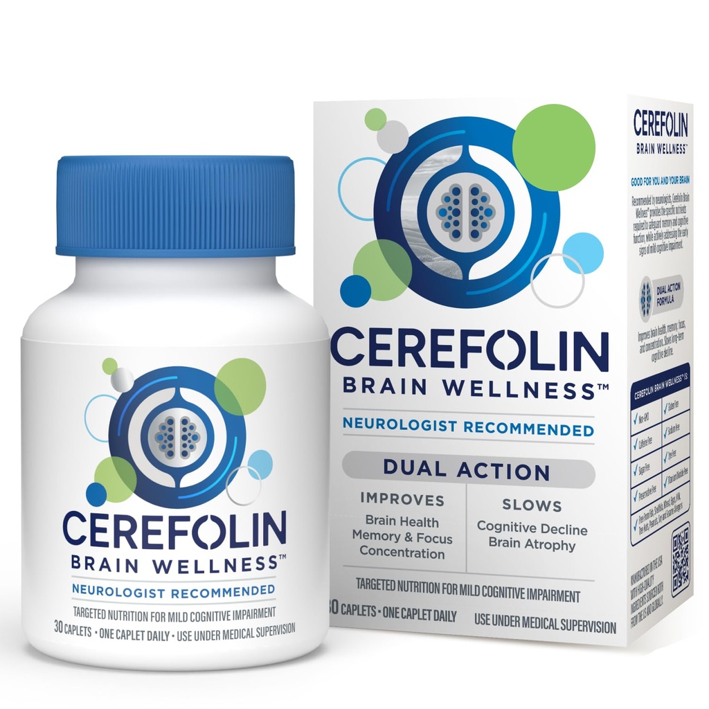 Cerefolin Brain Wellness, Målrettet Nutrition for Kognitiv Support, Forbedrer hukommelse, Focus & Koncentration, L- Methylfolat, NAC, B12, Neurolog Anbefalet (30 Greve)