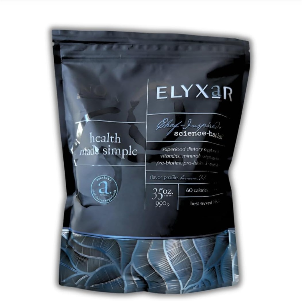 ELYXaR Daily Superfood Complex - Supplement Powder - 60 + Vitamin, Minerals, Wholefood- sourced Ingredients, Stress Adaptogens, Pro & Prebiotics, fordøjelsesenzymer, & Electrolytes - 30 Serveringer