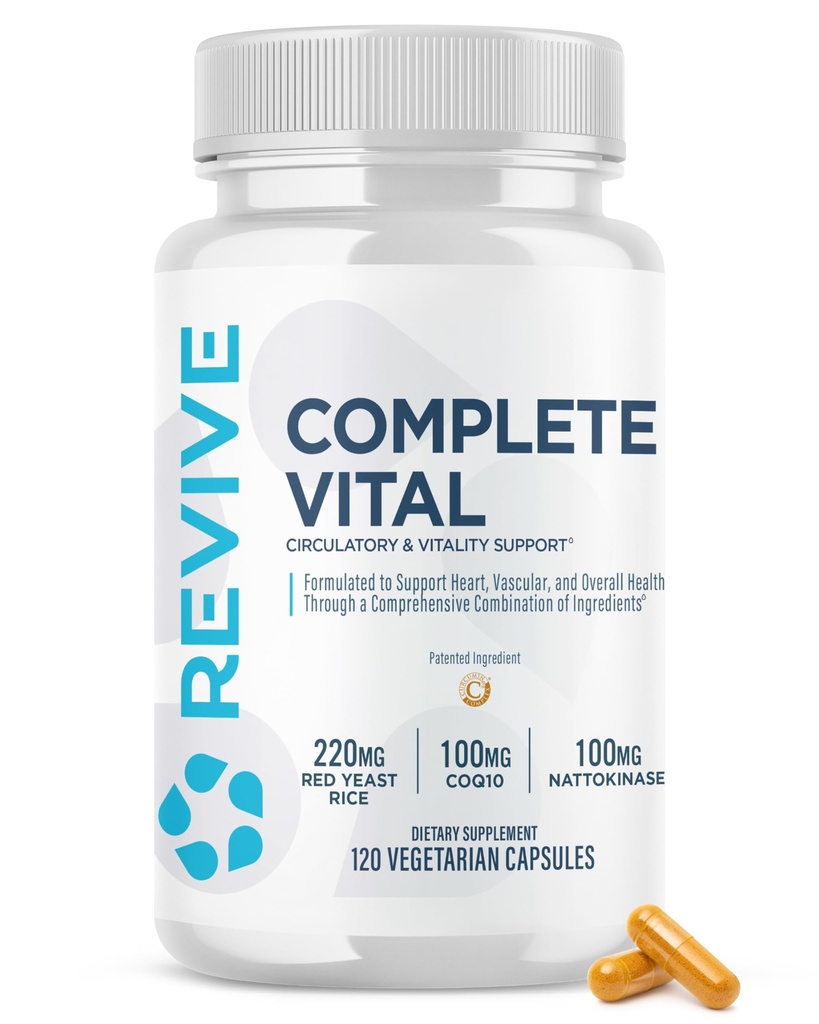 Revive MD Kosttilskud & Support, Komplet Vital (120 Vegetariske Kapsler) - NAC & CoQ10 Supplement Understøtter sundhed, & Antioxidant Aktivitet (30 Servere)