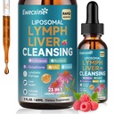 Liposomal Lymphethion & lever rense dråber, 23-in-1 med Echinacea, NAC, TUDCA, L- Glutathion, Burdok til Lymph, Lever Detox & Reparation, immunforsvar, Raspberry Flavor, 2 fl oz Supplement