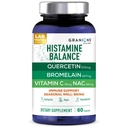 Granions Histamine Balance Complex - Quercetin med Bromelain, NAC og C-vitamin - D- Hist Seasonal Histamine Blocker & immunsupport supplement til voksne og børn - 60 Veganske kapsler