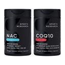 Sports Research ® Antioxidant Support Pack - N- Acetyl L- Cysteine (NAC) 600mg, CoQ10 100mg Enhanced w / Coconut Oil & Bioperine - Vegan · Non- GMO · Gluten Free