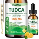 TUDCA Supplement 1200mg flydende dråber, lever tillæg med TUDCA, NAC, mælk tidsel frø og mælkebøtte, til leverstøtte, og Gallablære Cleanse & Reparation, Sugar- Free, Vegan, Lemon Flavor, 2 Fl Oz